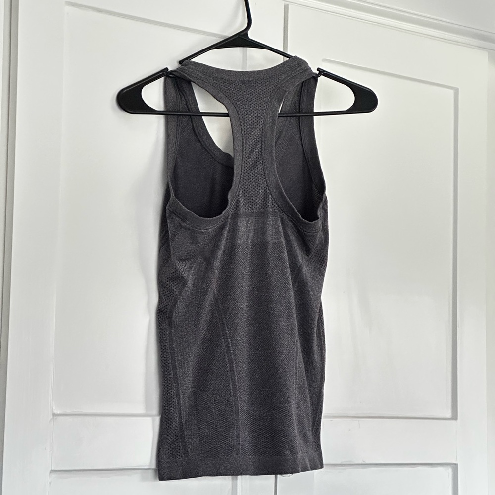 Athleta momentum racer-back tank top in heather grey charcoal